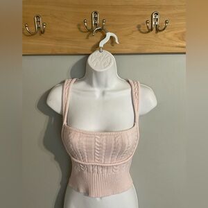 Forever 21 Light Pink Sweater Knit Cropped Top Small